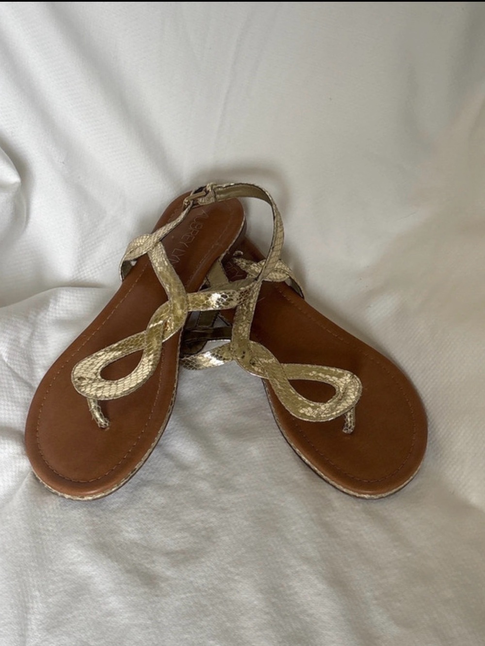 Aubrey Lynn Metallic Gold Loop-Detail Women's Sandals